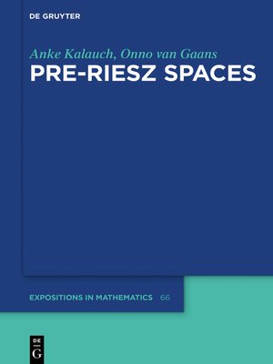 cover image of Pre-Riesz Spaces